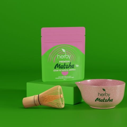 Herby Premium Matcha - Çilek ve Vanilya Aromalı 25g