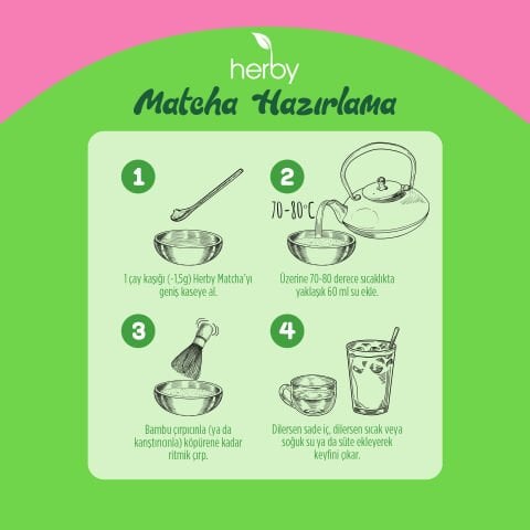 Herby Premium Matcha - Çilek ve Vanilya Aromalı 25g