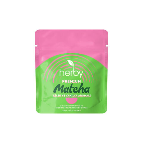 Herby Premium Matcha - Çilek ve Vanilya Aromalı 25g