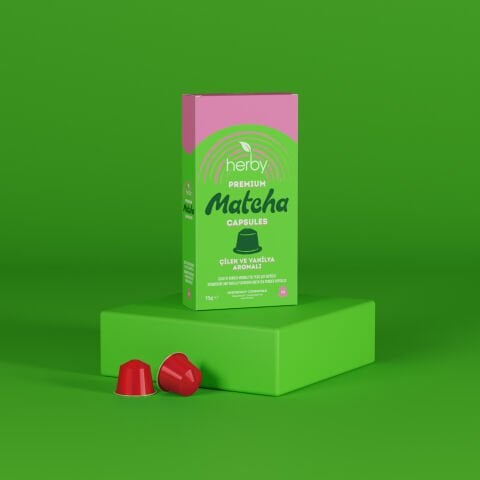 Herby Premium Matcha Kapsül 10'lu - Çilek ve Vanilya Aromalı