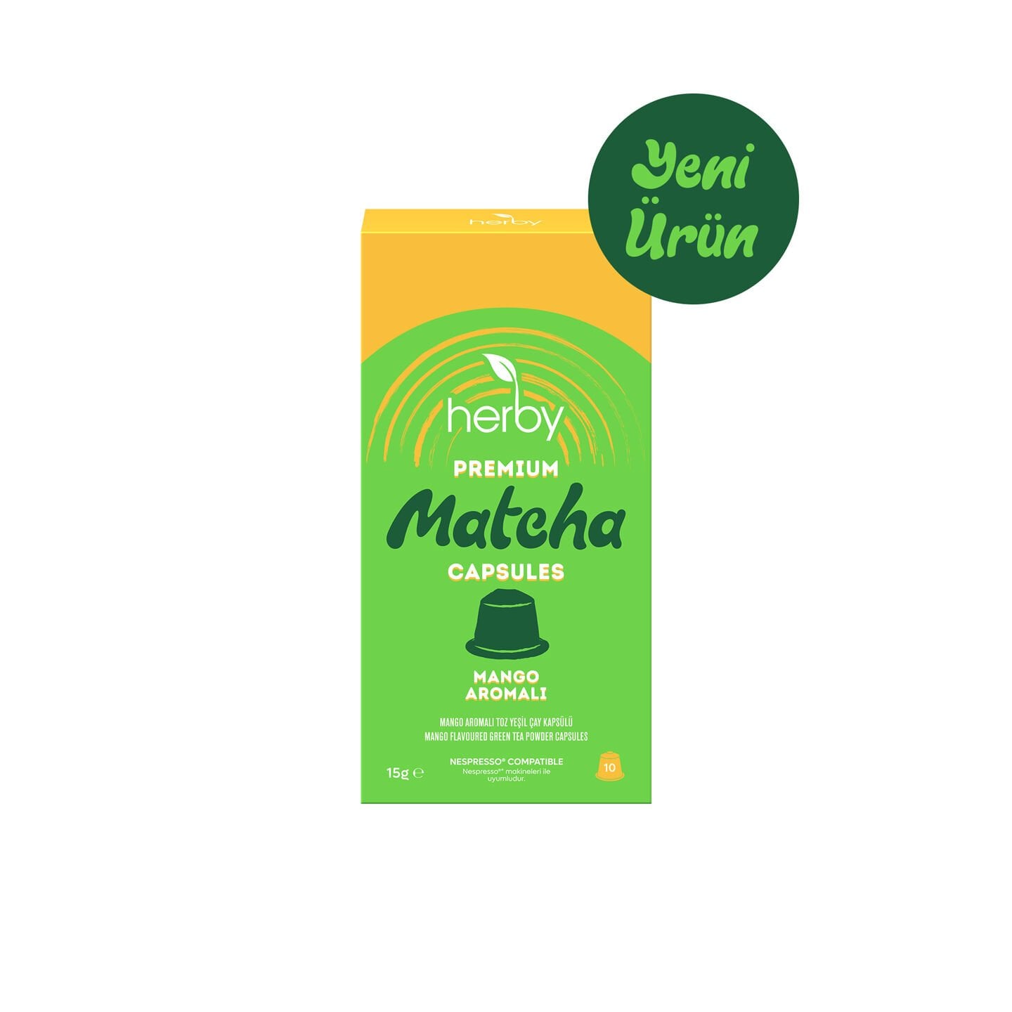 Herby Premium Matcha Kapsül 10'lu - Mango Aromalı