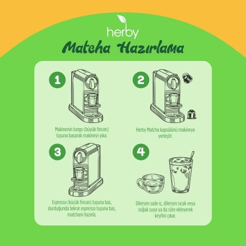 Herby Premium Matcha Kapsül 10'lu - Mango Aromalı