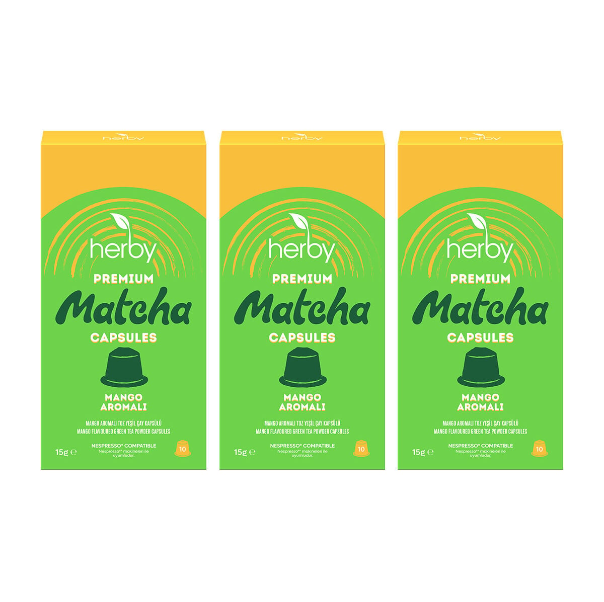 Herby Premium Matcha Kapsül 10'lu - Mango Aromalı x3